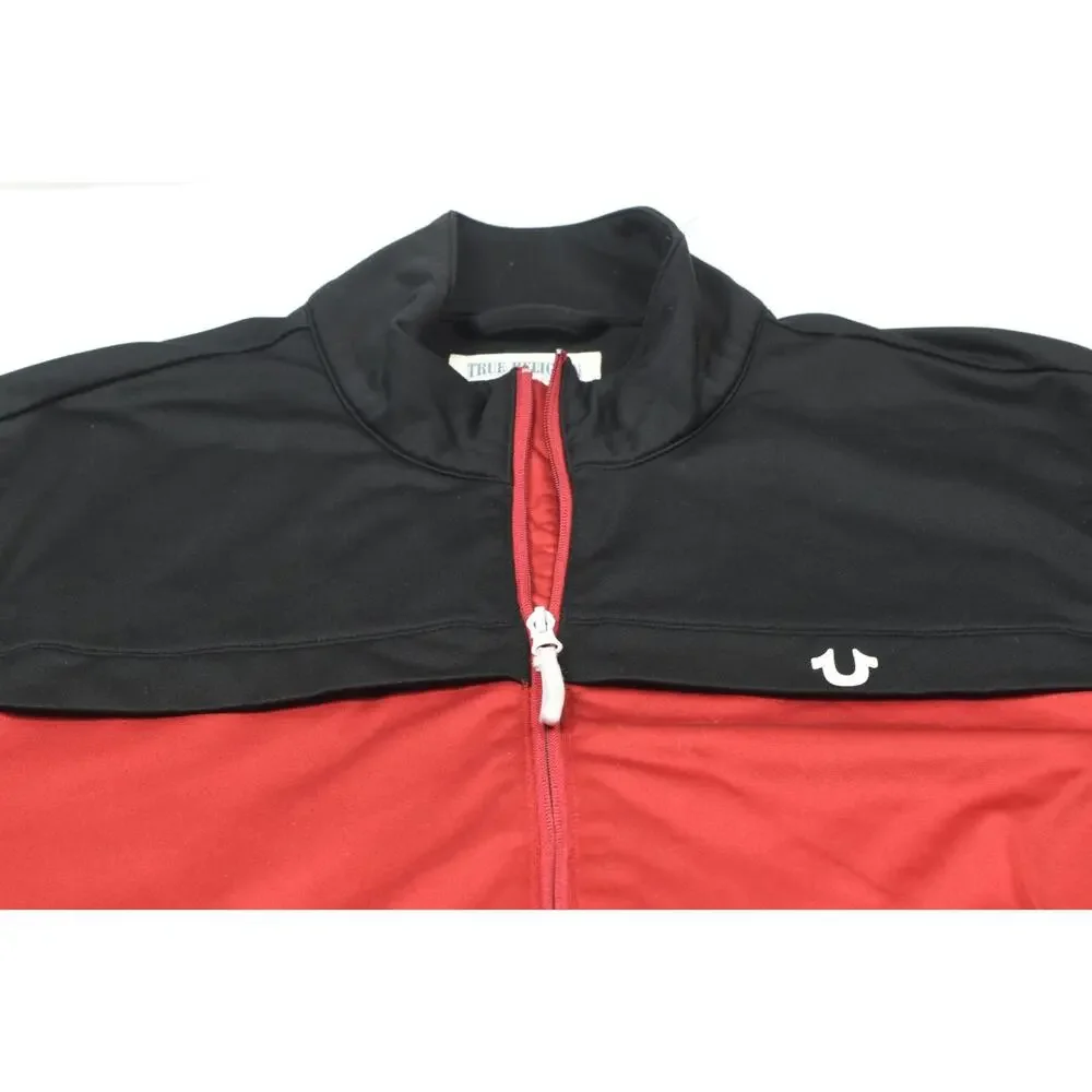 True Religion World Tour Track Jacket Mens 2XL Red Black Long Sleeve Full-Zip